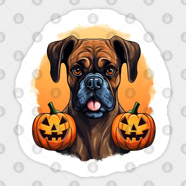 Halloween Boxer Dog #3 Sticker by Chromatic Fusion Studio